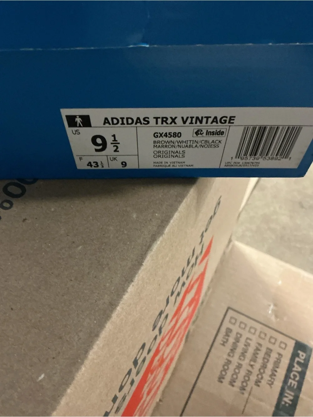 adidas TRX VINTAGE Box Label in Brown, 9.5